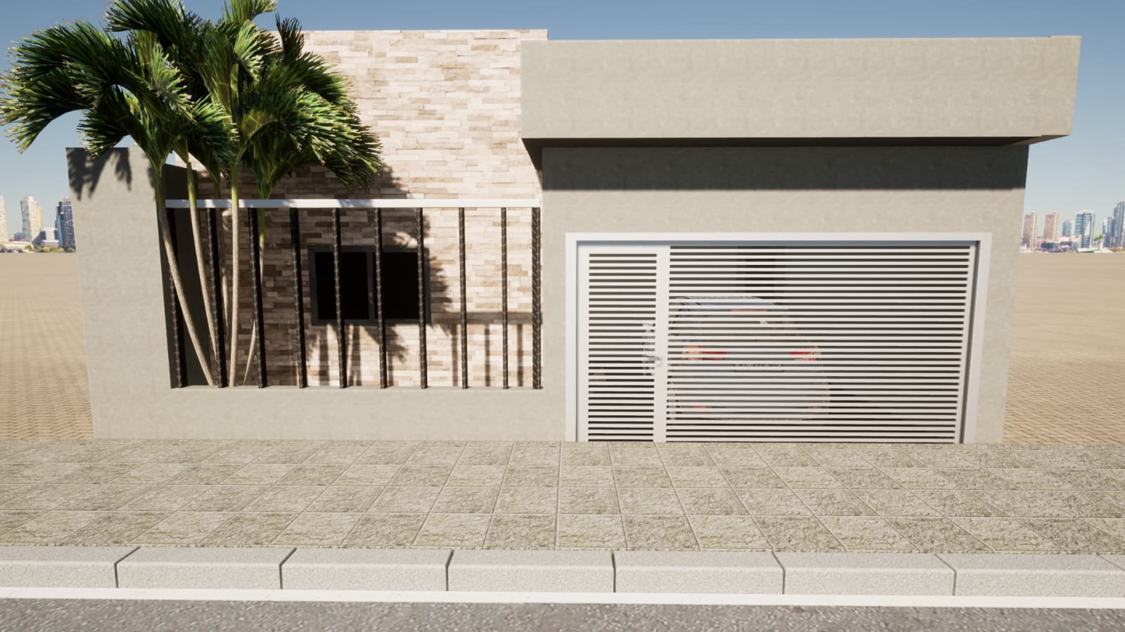 Fachada Contemporânea — Ângulo Lateral